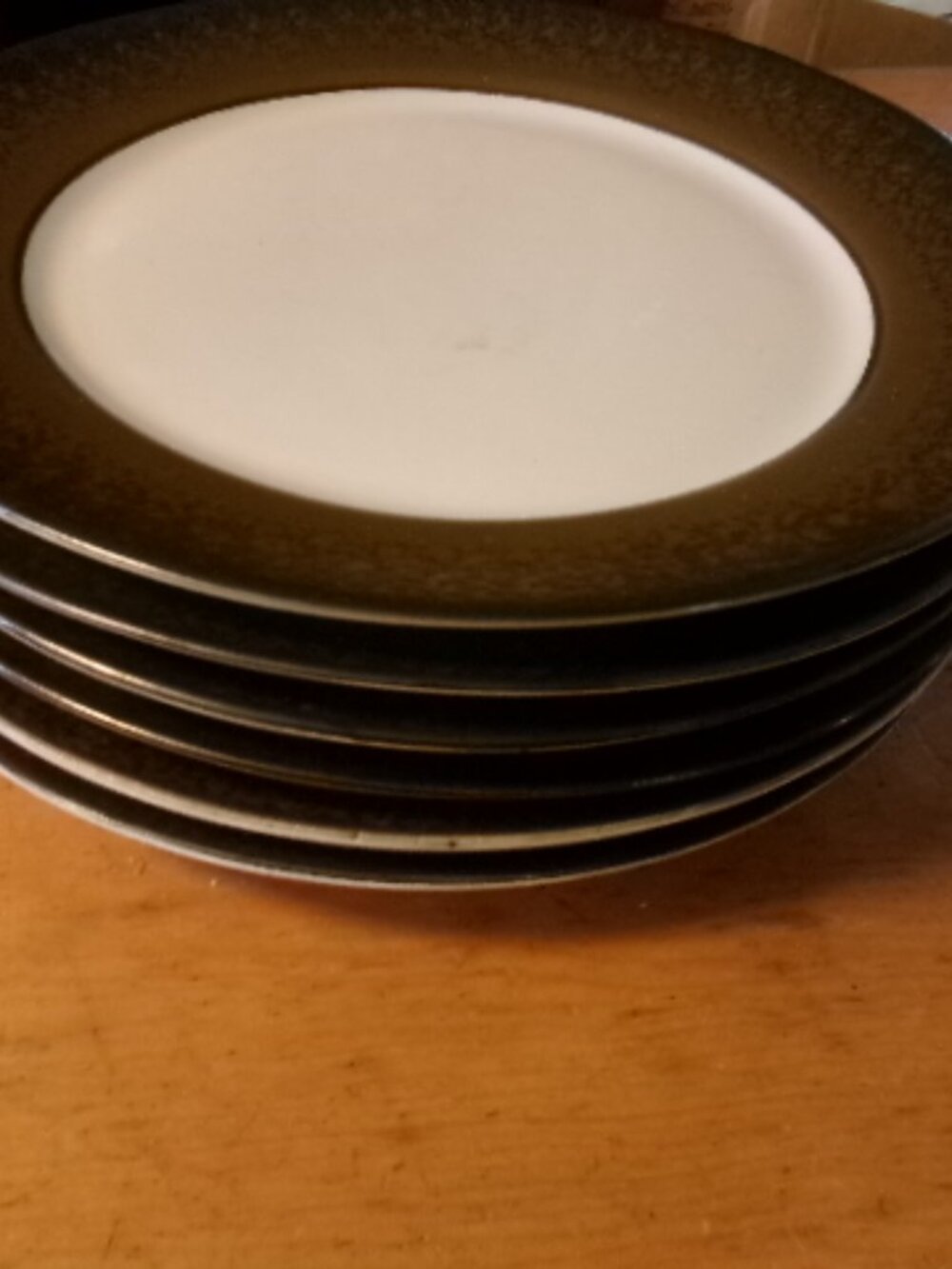 Nate Berkus Indochine 11 in dinner plates brown trim stoneware contempory